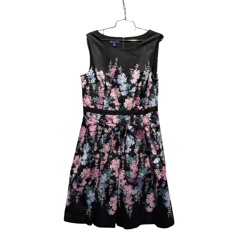 Talbots by RSVP,  black, floral with pockets and pleats. Size 12